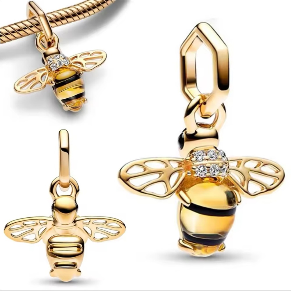 NWOT Sparkling Bee Dangle Charm Sterling Silver 925
